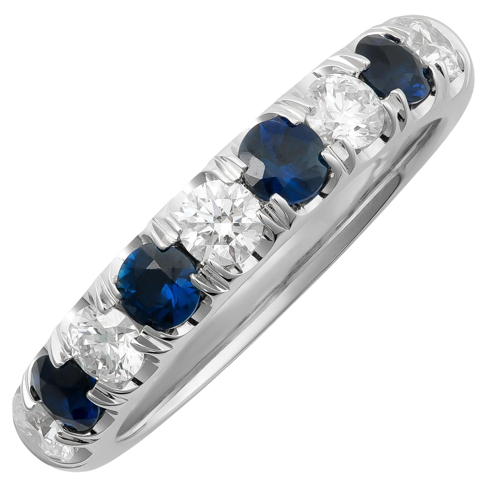 Natural Blue Sapphire Gemstones 0.56 carats in 14K White Gold Ring w Diamonds