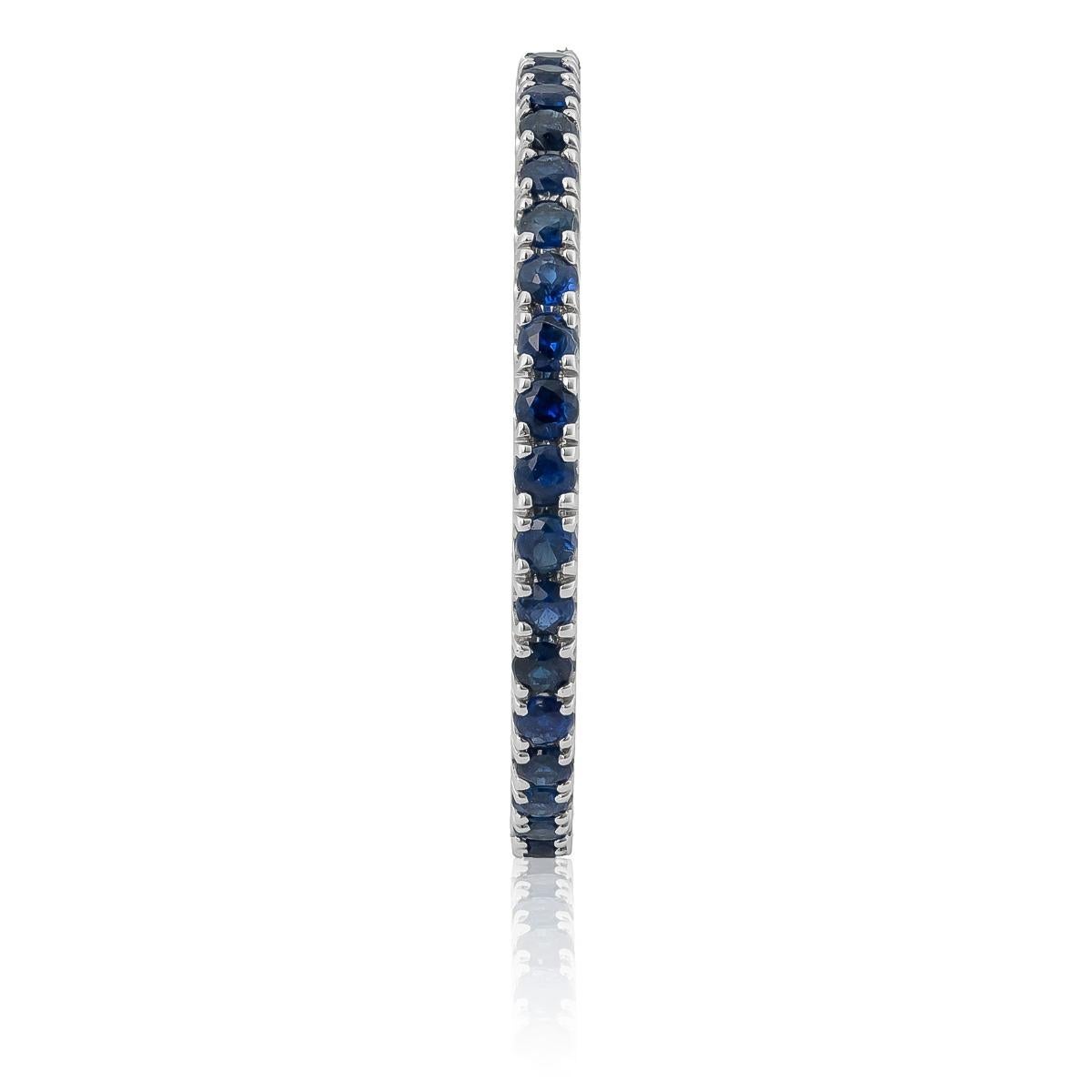 Natural Blue Sapphire Gemstones 0.73 carats in 14K White Gold Ring / JupiterGem In New Condition For Sale In Los Angeles, CA