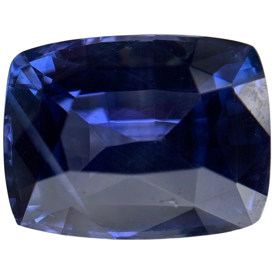 Natural Blue Sapphire, GIA No Heat, 4.84 Carat Cushion Cut