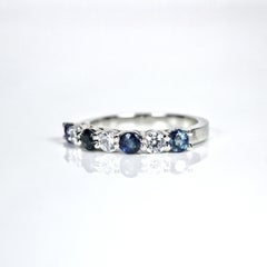Natural Blue Sapphire Half Eternity Ring