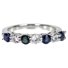Natural Blue Sapphire Half Eternity Ring