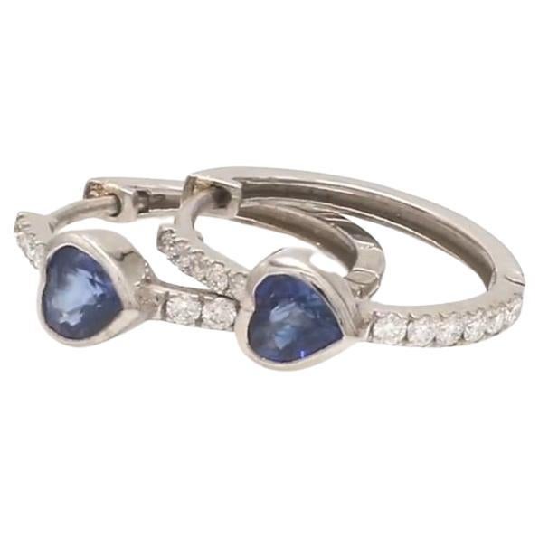 Natural blue sapphire heart earrings in 14k gold