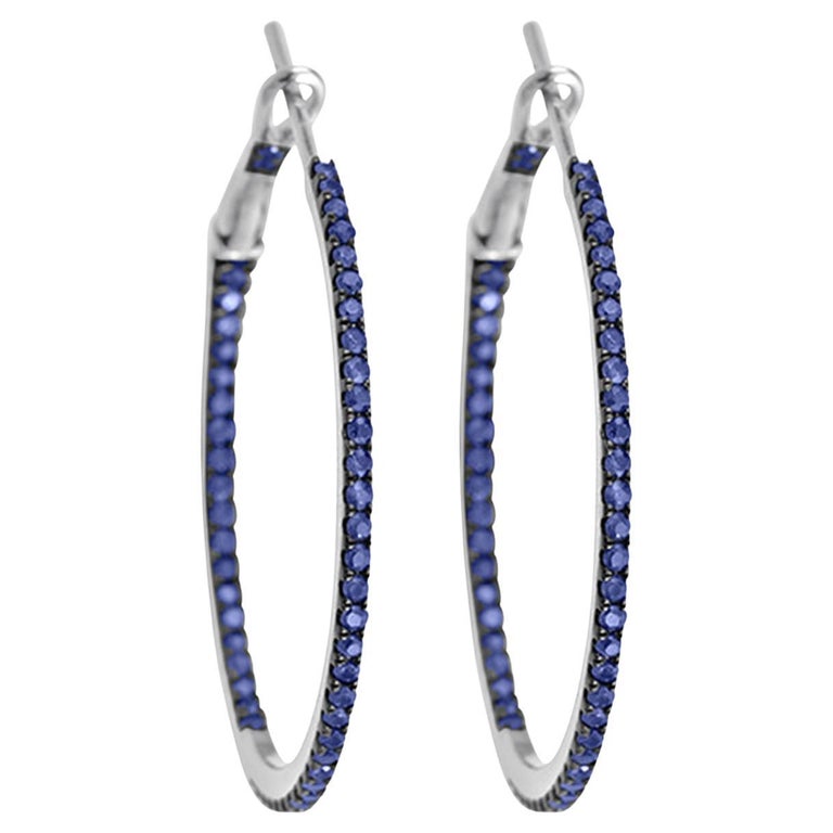 Sapphire & Amethyst Color Wave Hoop Earrings