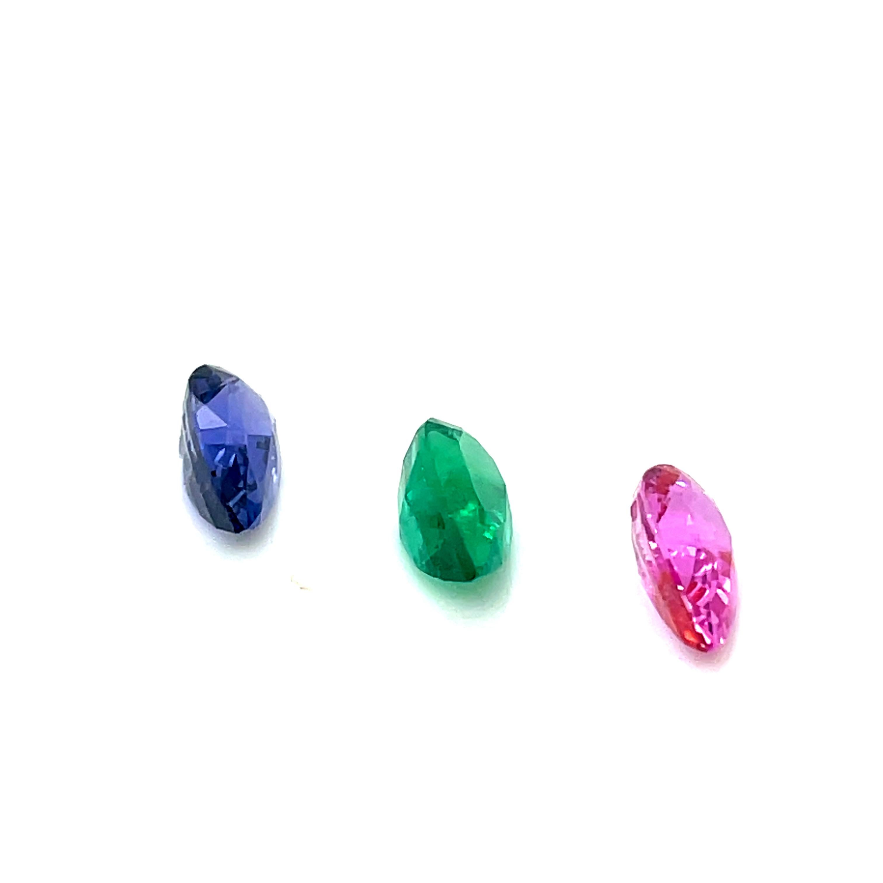 Pear Cut Natural Blue Sapphire Pear and Pink Sapphire Pear & Emerald Pear Loose Gemstones For Sale