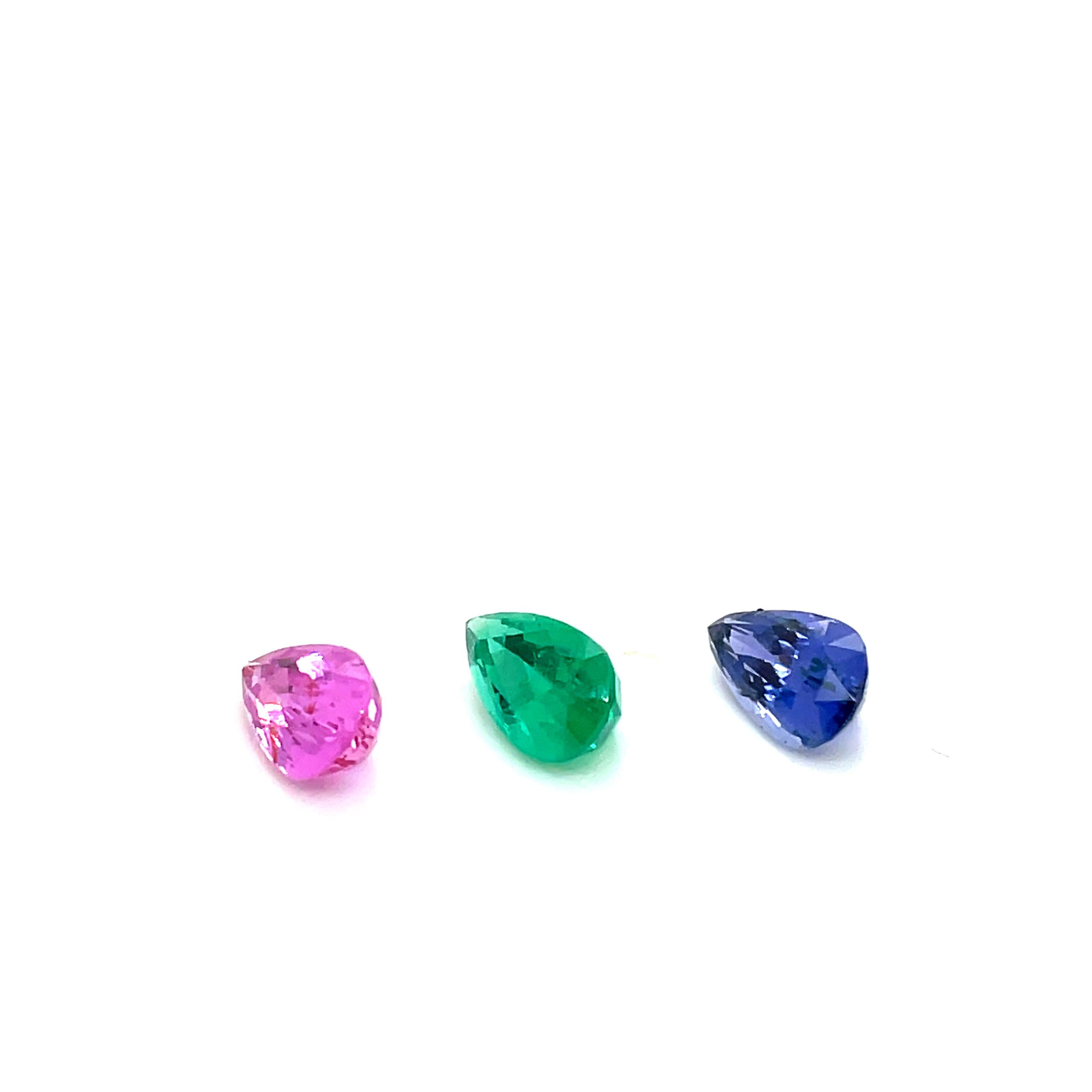 Women's Natural Blue Sapphire Pear and Pink Sapphire Pear & Emerald Pear Loose Gemstones For Sale
