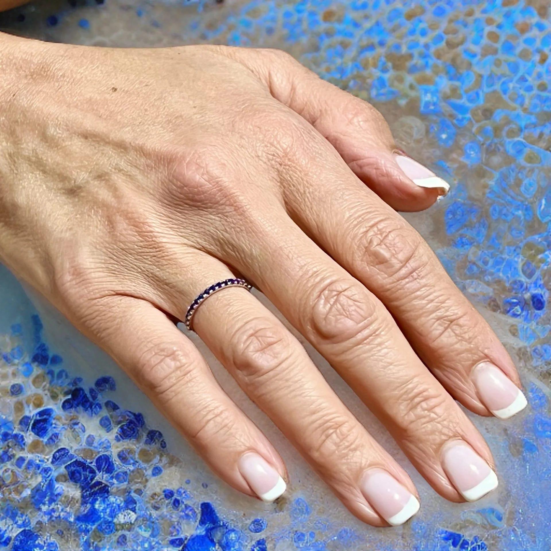 Natural Blue Sapphire Ring 6.5 14k W Gold 0.66 TCW Certified For Sale 3