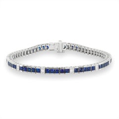 5.83 cts Natural Blue Sapphire & 0.27 cts Diamonds 14K White Gold Bracelet