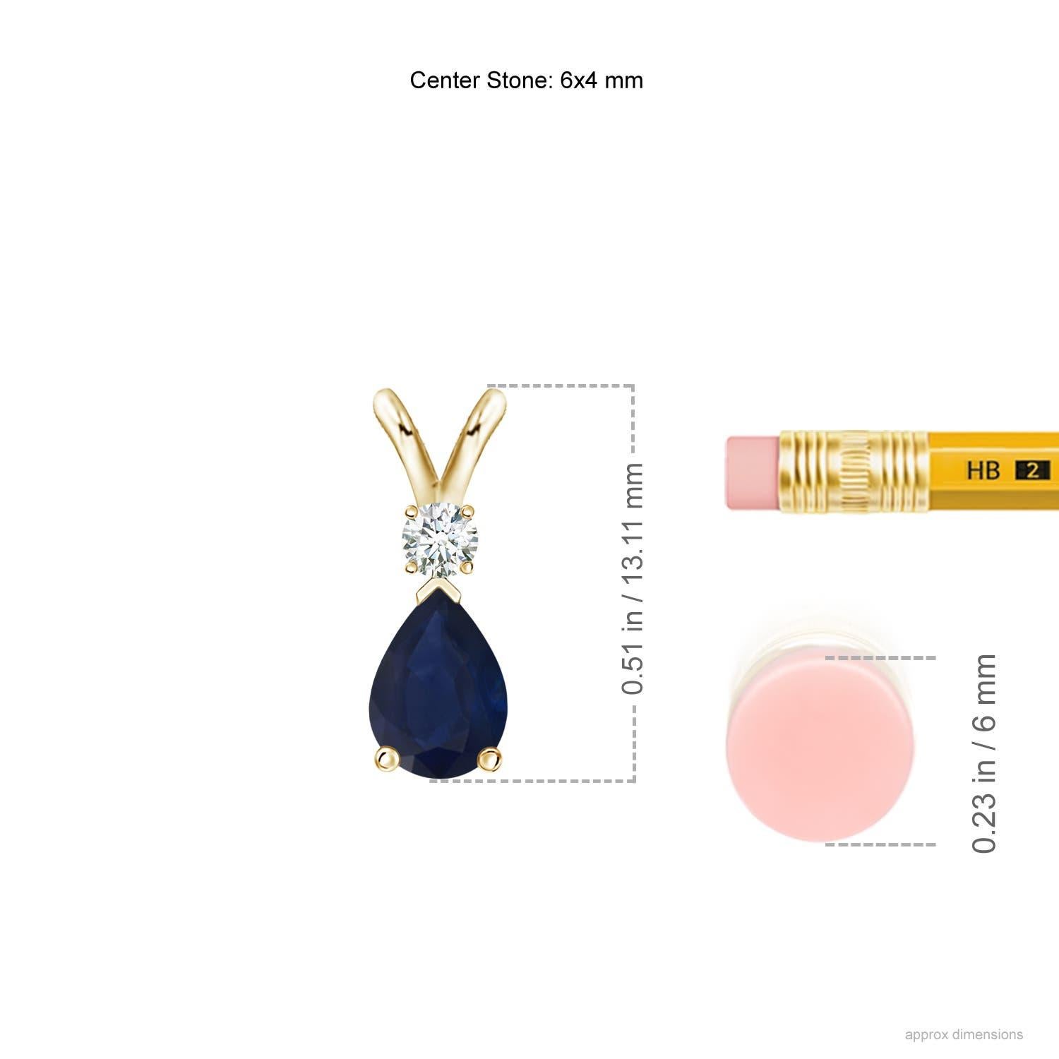 Modern Natural Blue Sapphire Teardrop Pendant with Diamond in 18K Yellow Gold For Sale