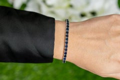 Natural Blue Sapphire Tennis Bracelet 8.34 Carats Sterling Silver