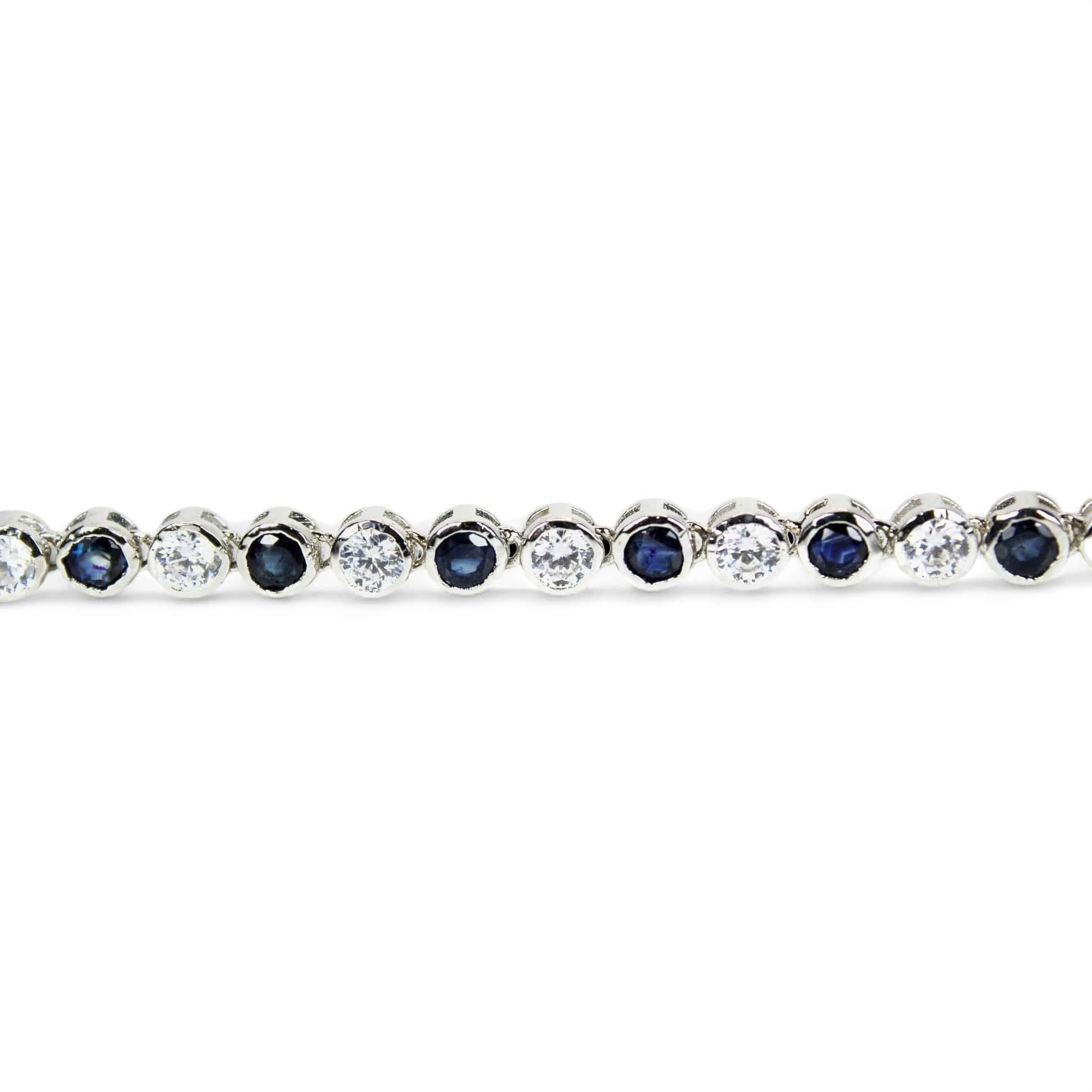 Pulsera de zafiro azul natural Corte redondo en venta