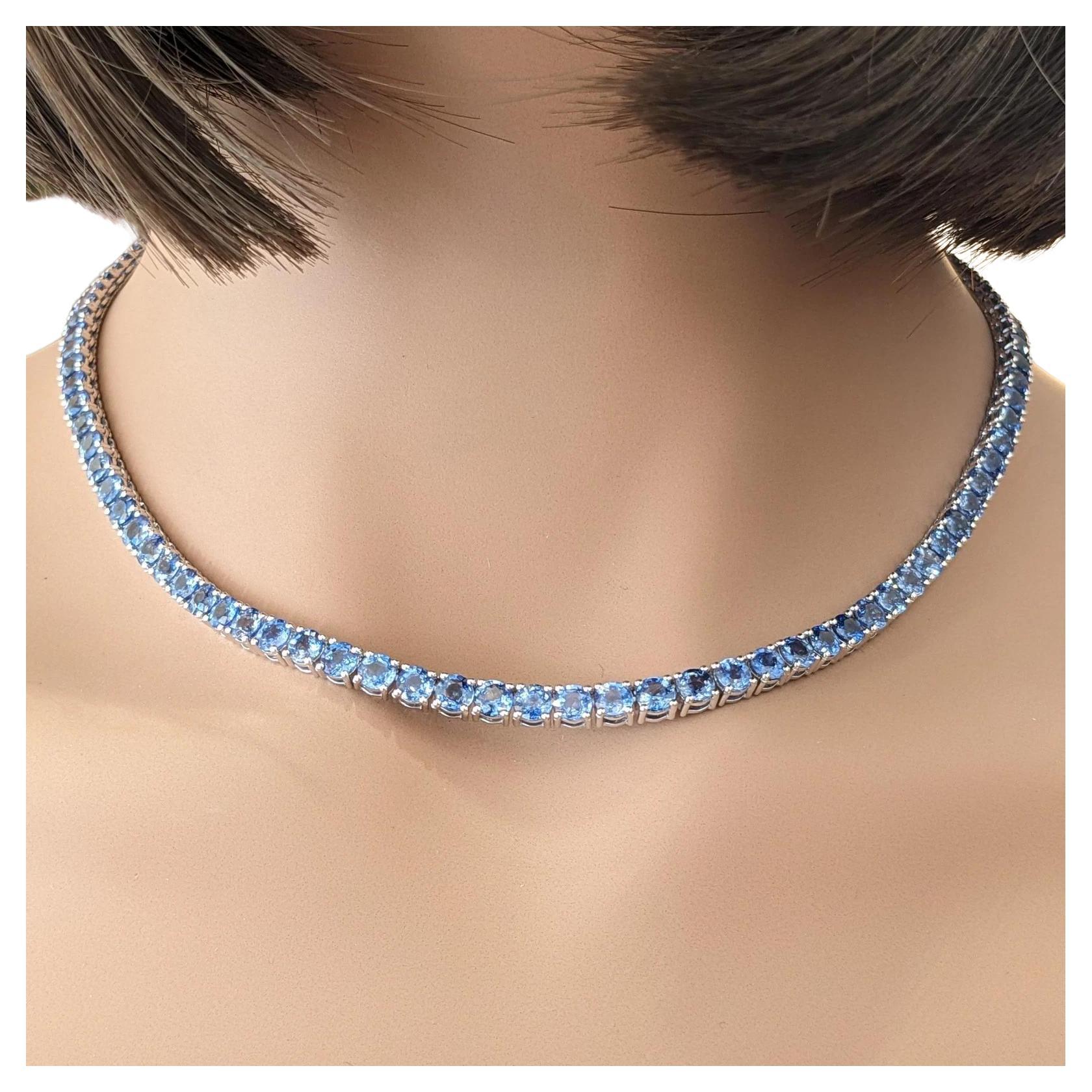 Collar gargantilla de zafiro azul natural, 31,22 ct en oro de 14k en venta