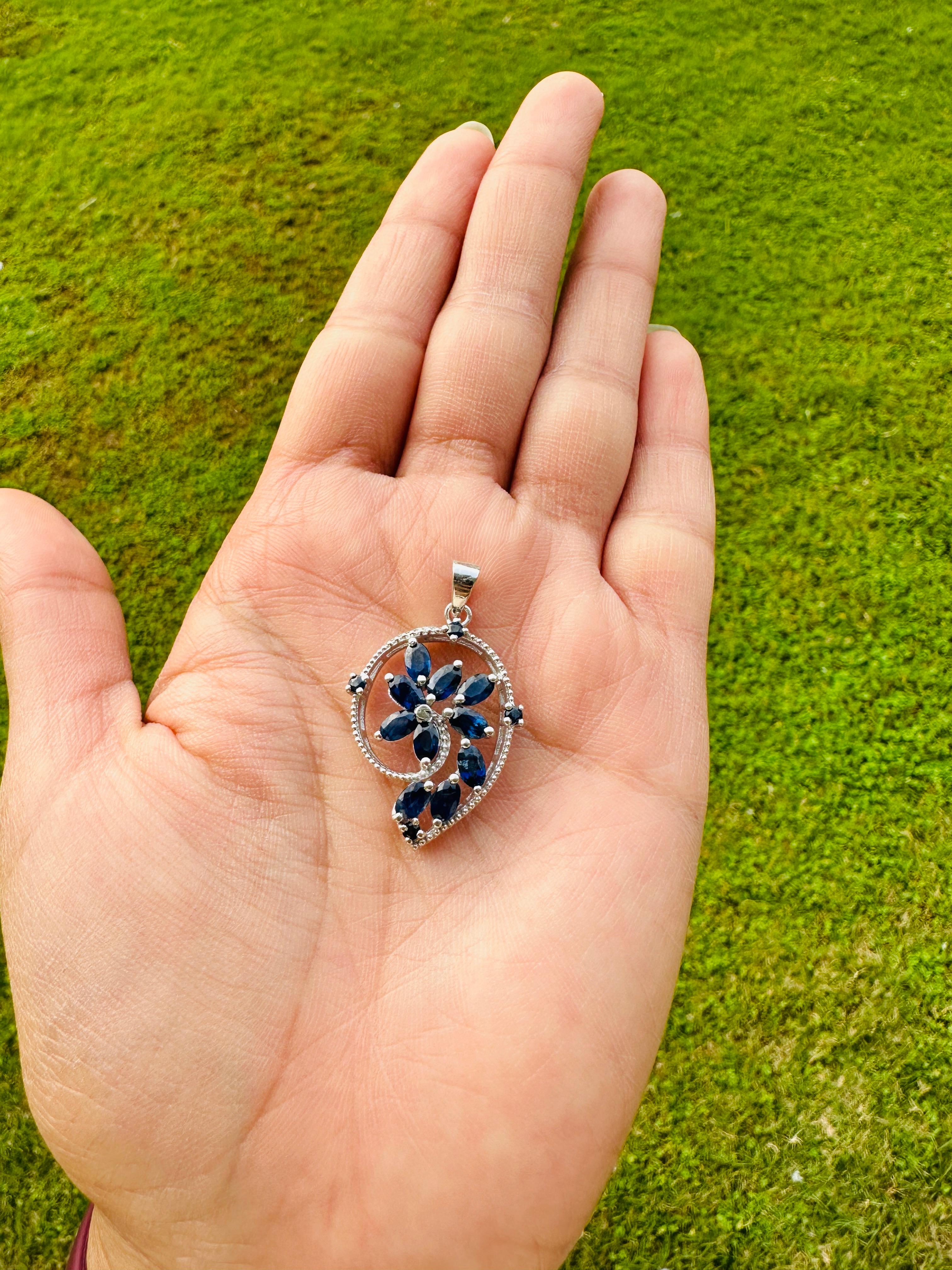 This Natural Blue Sapphire Wedding Pendant is meticulously crafted from the finest materials and adorned with stunning sapphire which helps in relieving stress, anxiety and depression.
This delicate to statement pendants, suits every style and
