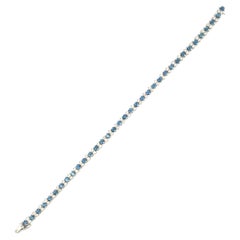 Natural Blue Sapphire & White Diamond Bracelet in 18 Karat White Gold 