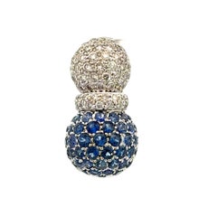 Natural Blue Sapphire & White Diamond, Pineapple Earrings in 18 Karat White Gold