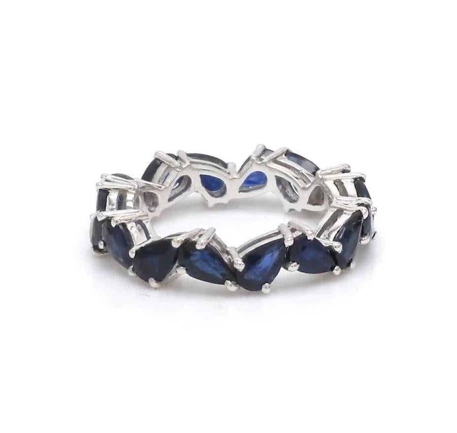 Natural blue sapphire zig zag ring in 18k gold in vendita 4