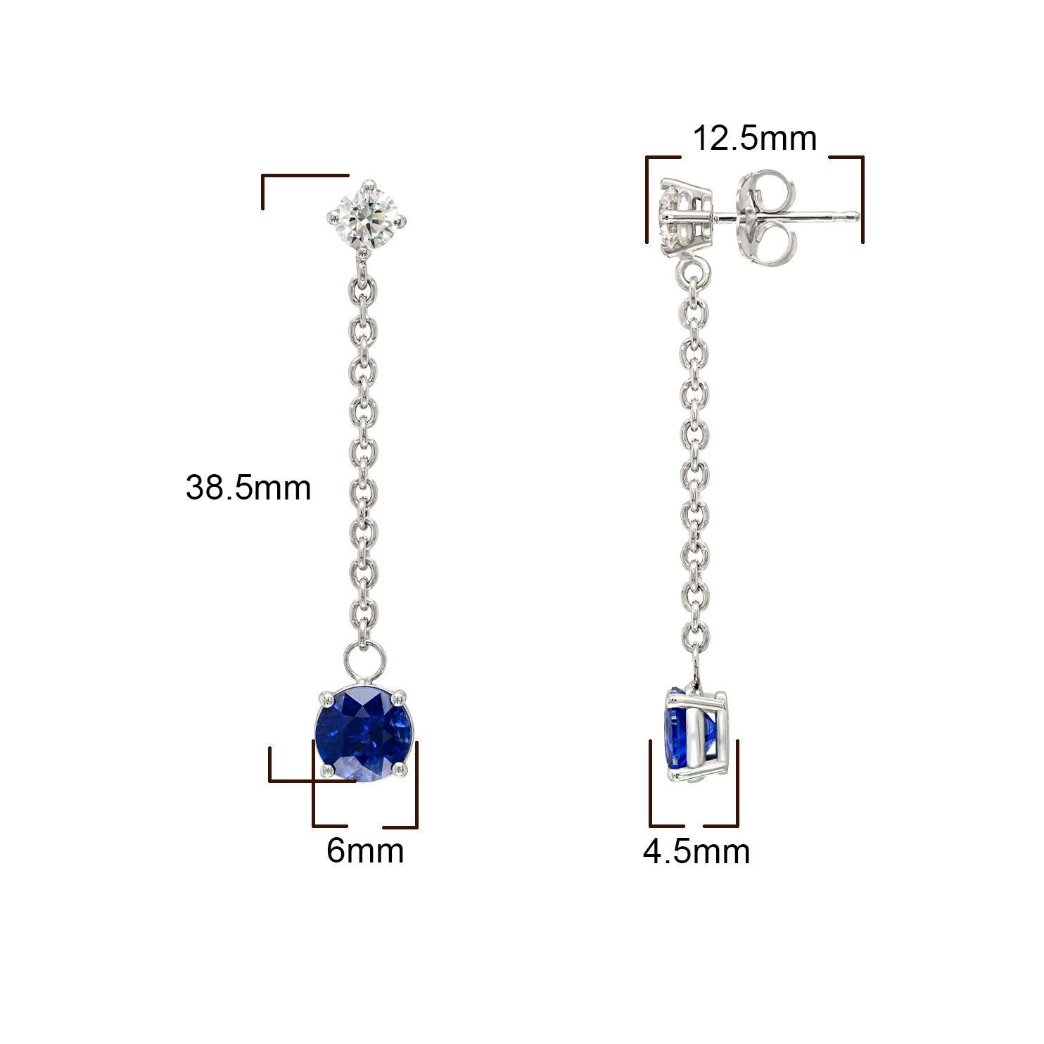 Natural Blue Sapphires 2.02 Carats Earrings with Diamonds For Sale 1