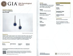 Natural Blue Sapphires 2.60 Carats set in 14K White Gold Earrings with Dia / GIA