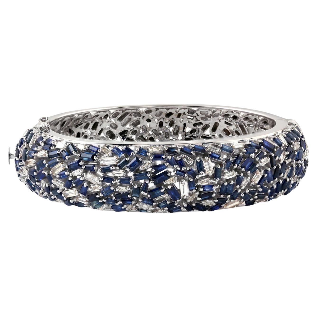 Bracelet de saphirs bleus naturels et diamants 14,50 carats au total en vente