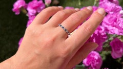 Natural Blue Sapphires and Diamonds Half Eternity Band Ring 14K Gold
