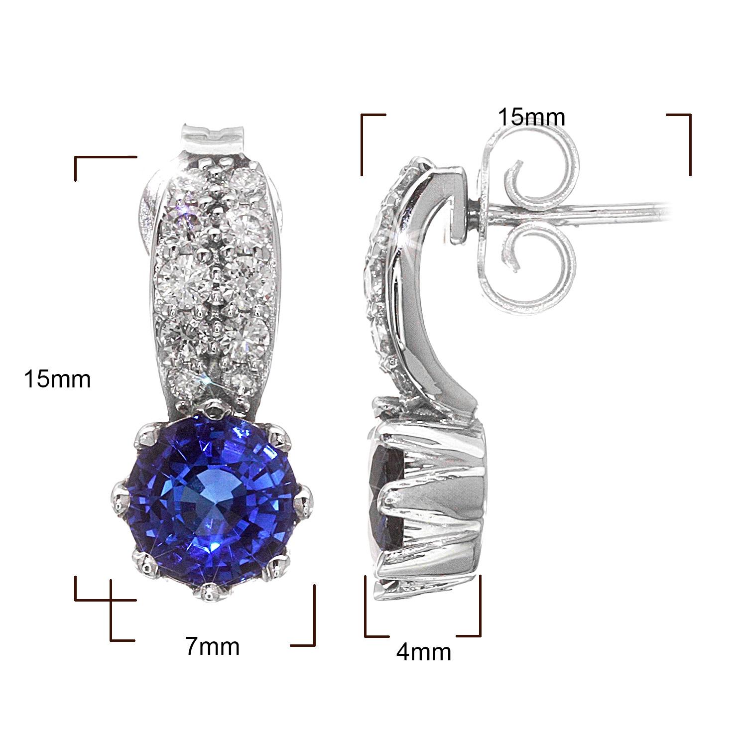 Zaffiri blu naturali 1,75 carati in orecchini in oro bianco 18 carati con diamanti in vendita 1