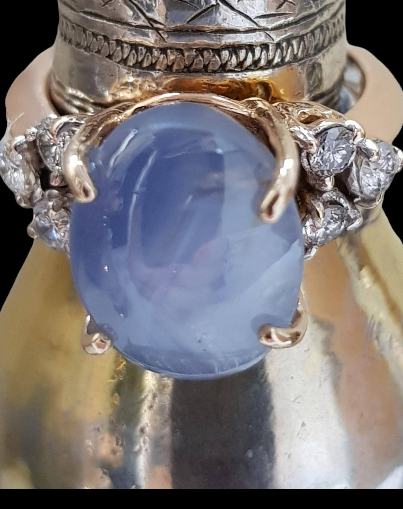 Civil War GIA Certified Natural  Blue Star  Ceylon (Sri Lanka) Sapphire and Diamond Ring  For Sale