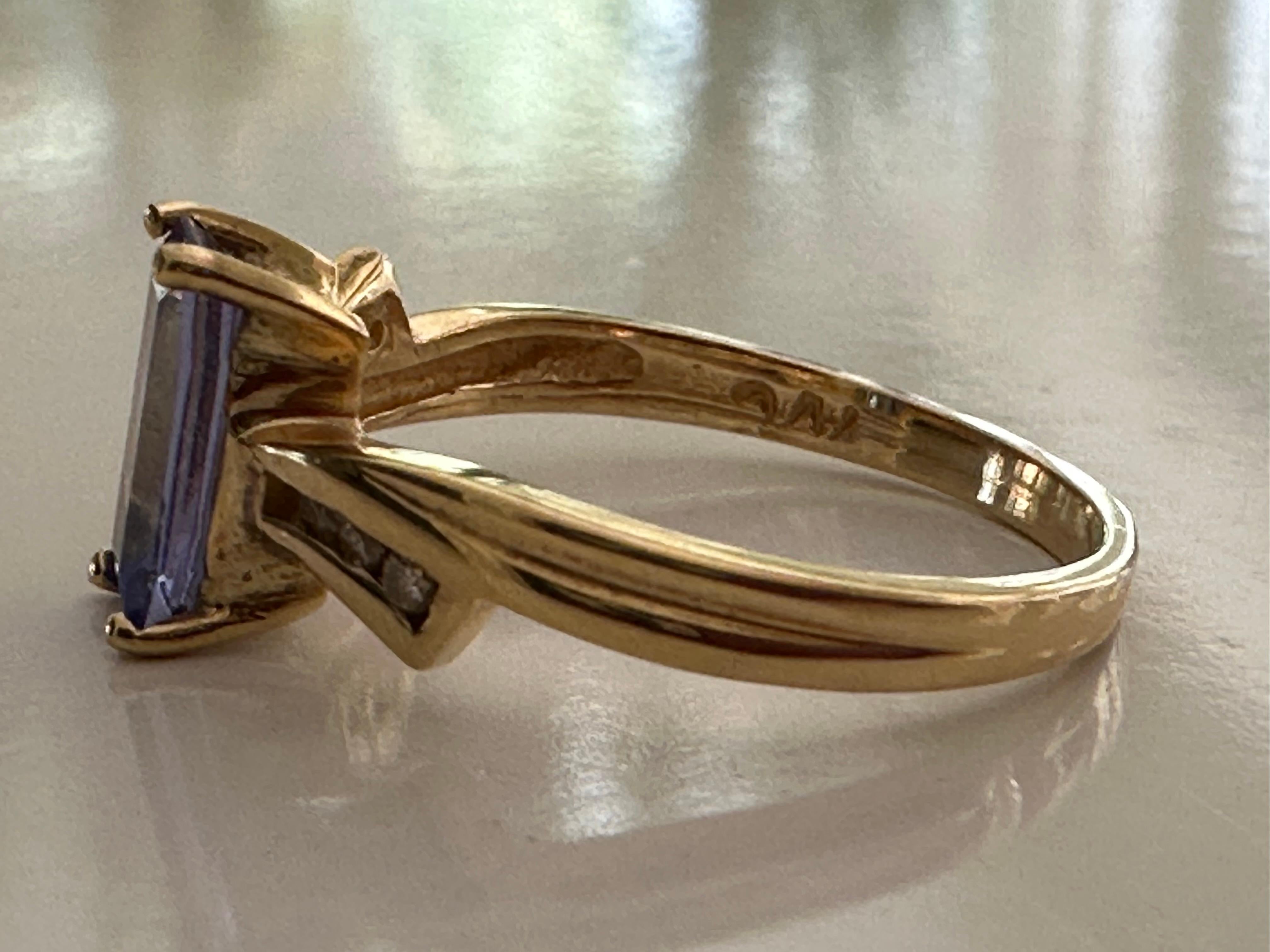 Cushion Cut Natural Blue Tanzanite and Diamond Bow Ring  For Sale