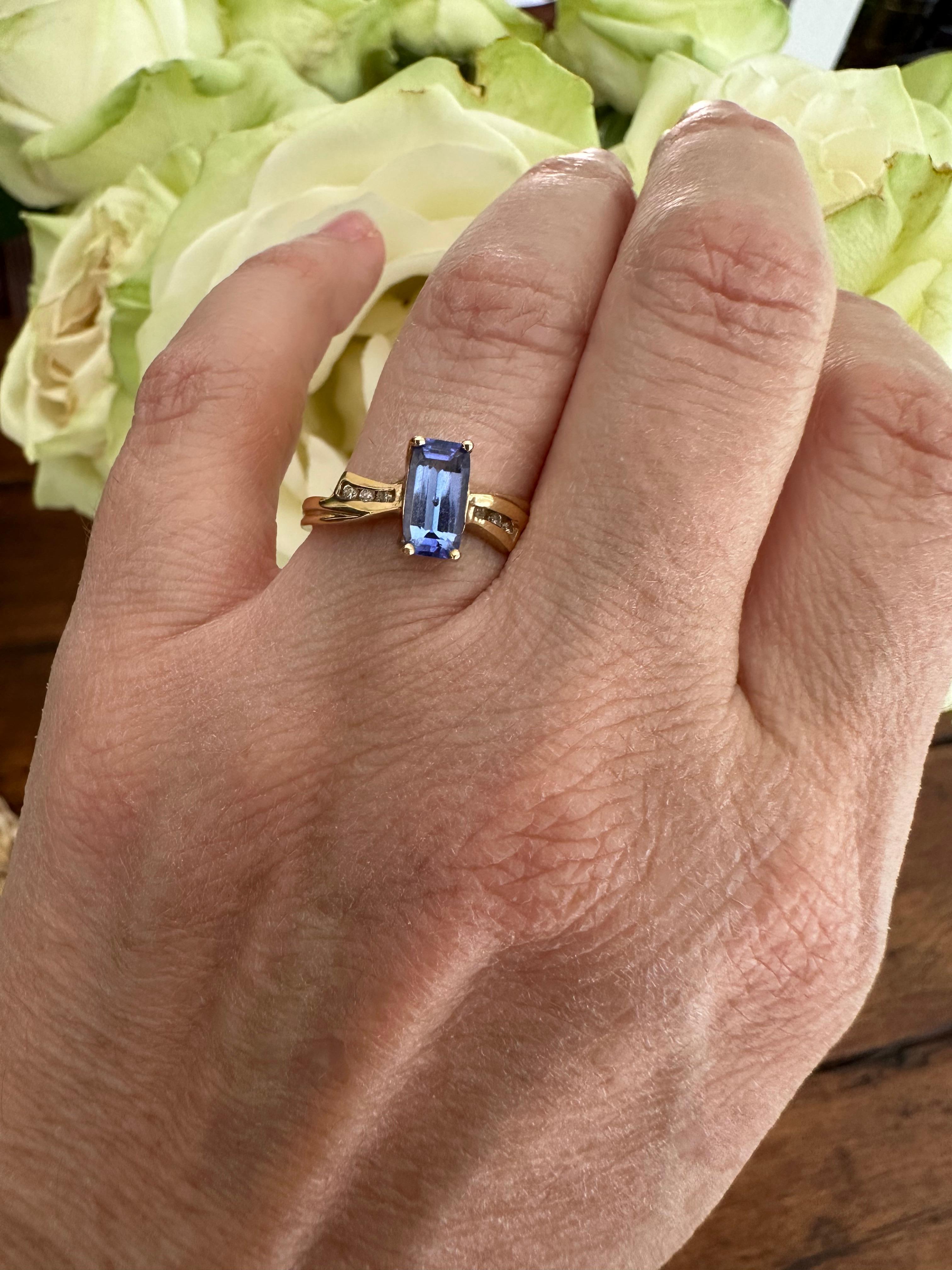 Women's Natural Blue Tanzanite and Diamond Bow Ring  For Sale