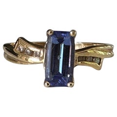 Natural Blue Tanzanite and Diamond Bow Ring