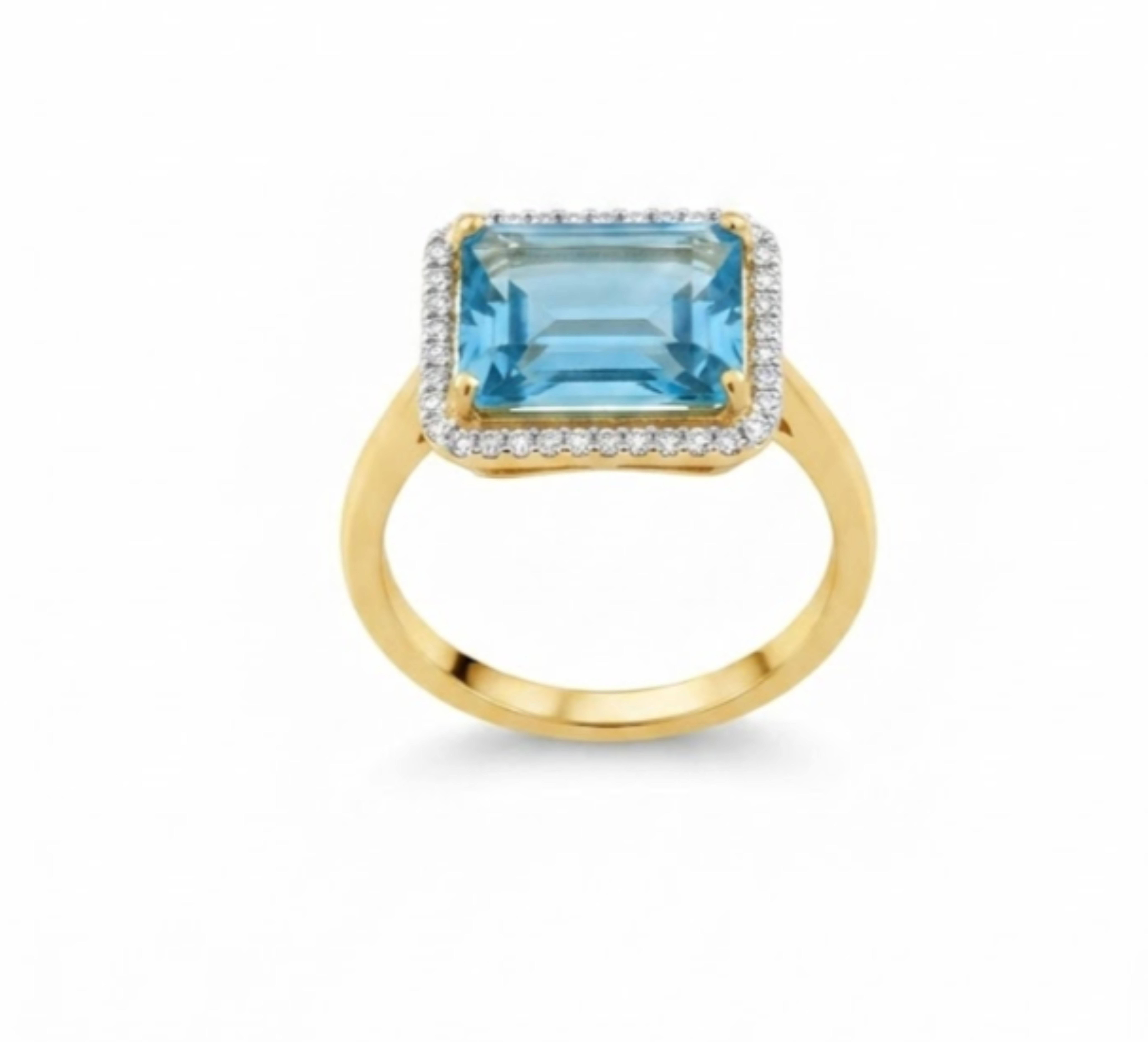 Natural Blue Topaz 5.70cts & Diamond 0.20cts Ring in 18k Gold