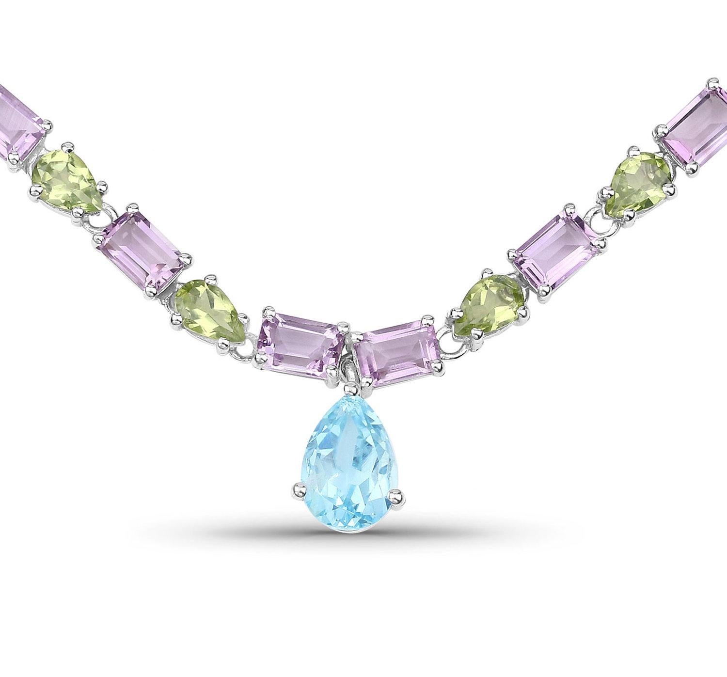 It comes with the appraisal by GIA GG/AJP
Blue Topaz = 1.90 Carat ( 10 x 7 mm )
Cut: Pear
Total Quantity of Topaz: 1
Amethyst = 17 Carats ( 6 x 4 mm )
Cut: Emerald
Total Quantity of Amethyst: 34
Peridot = 13.50 Carats ( 6 x 4 mm )
Cut: Pear
Total