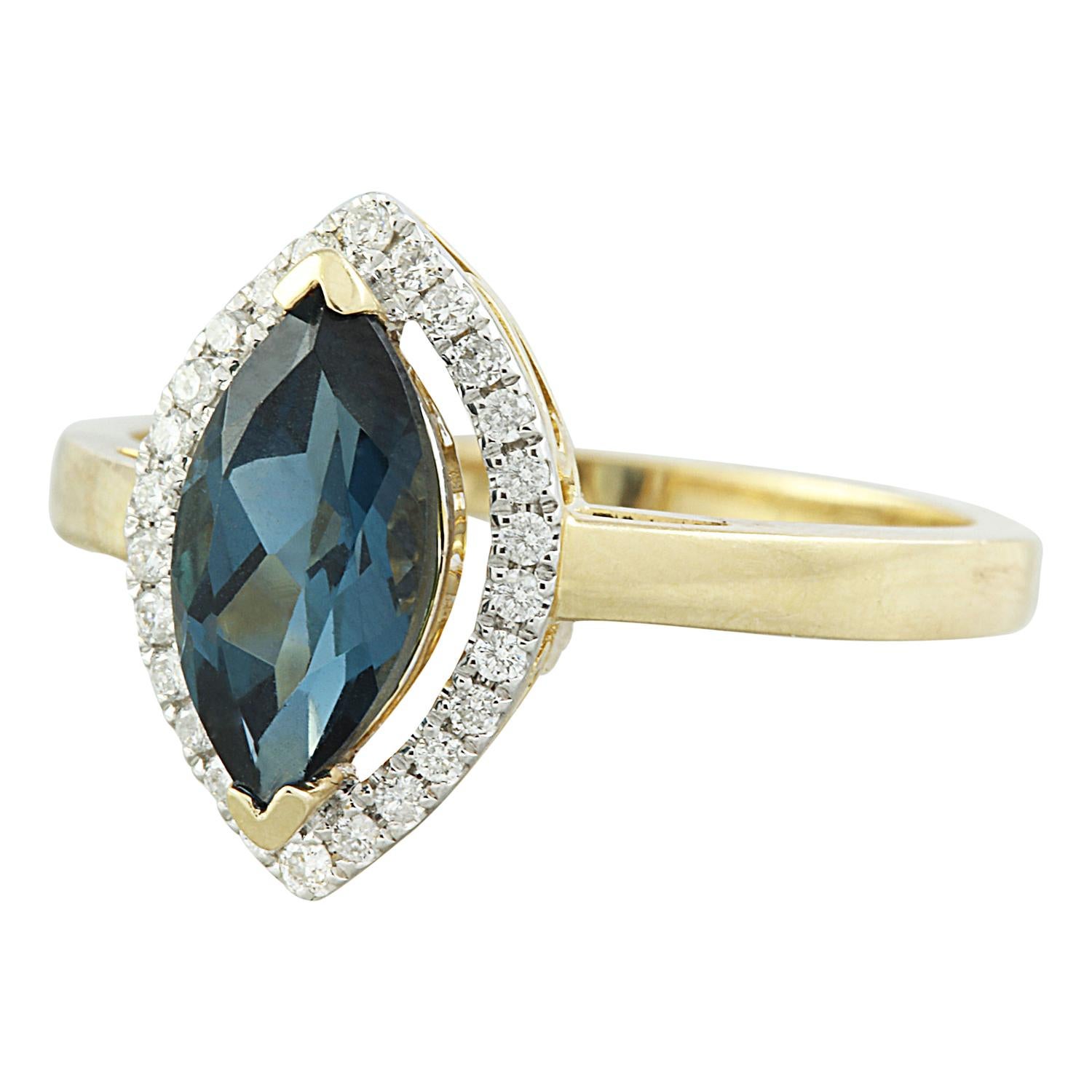 Introducing our captivating 1.32 Carat Natural Topaz Ring, delicately crafted in gleaming 14 Karat Solid Yellow Gold. Authenticated with a stamped mark of 14K, this enchanting ring is designed to adorn your finger with timeless elegance. Weighing a