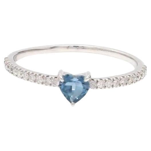 Natural blue topaz diamond ring in 18k gold
