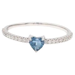 Natural blue topaz diamond ring in 18k gold