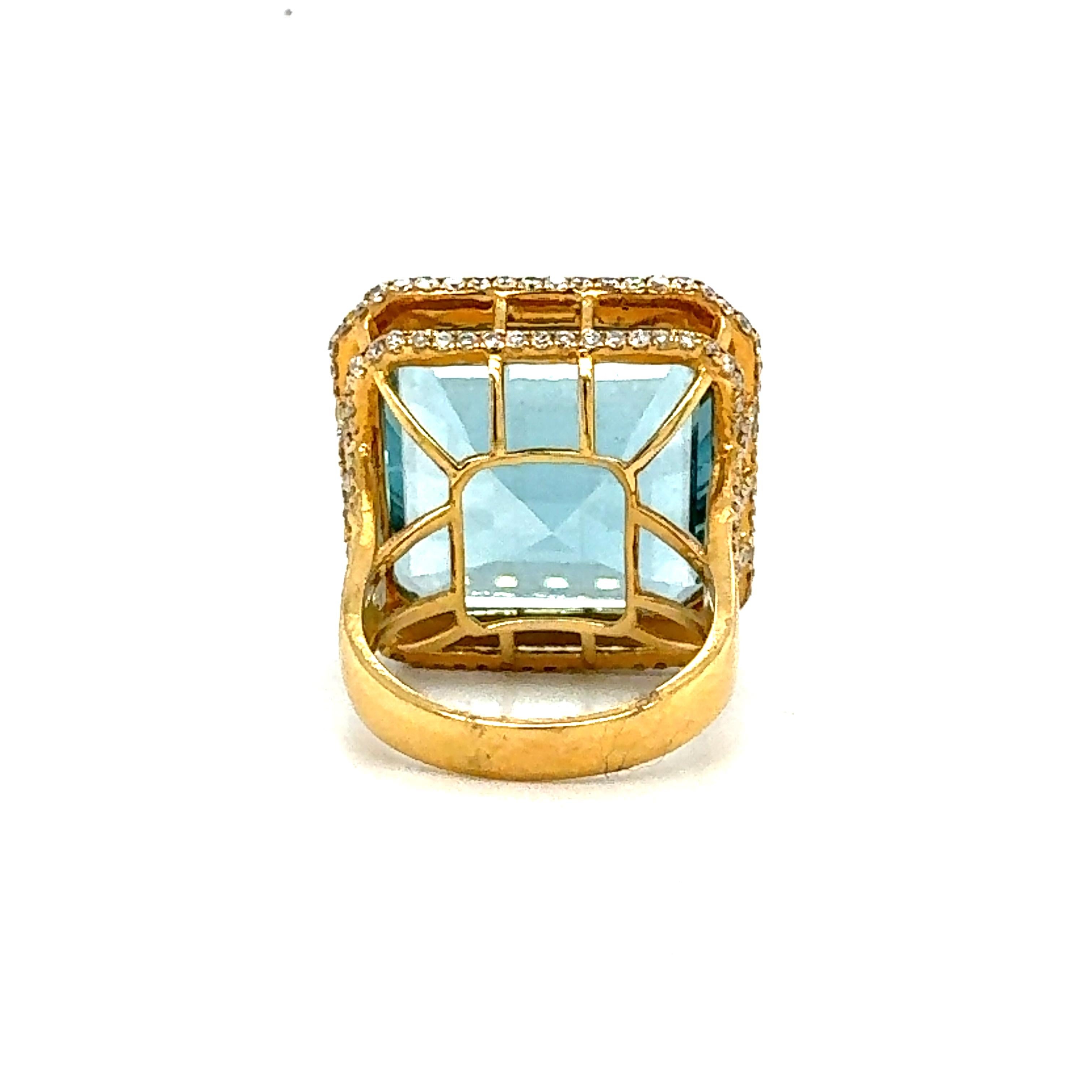 Bague topaze bleue naturelle avec diamants Neuf - En vente à New York, NY