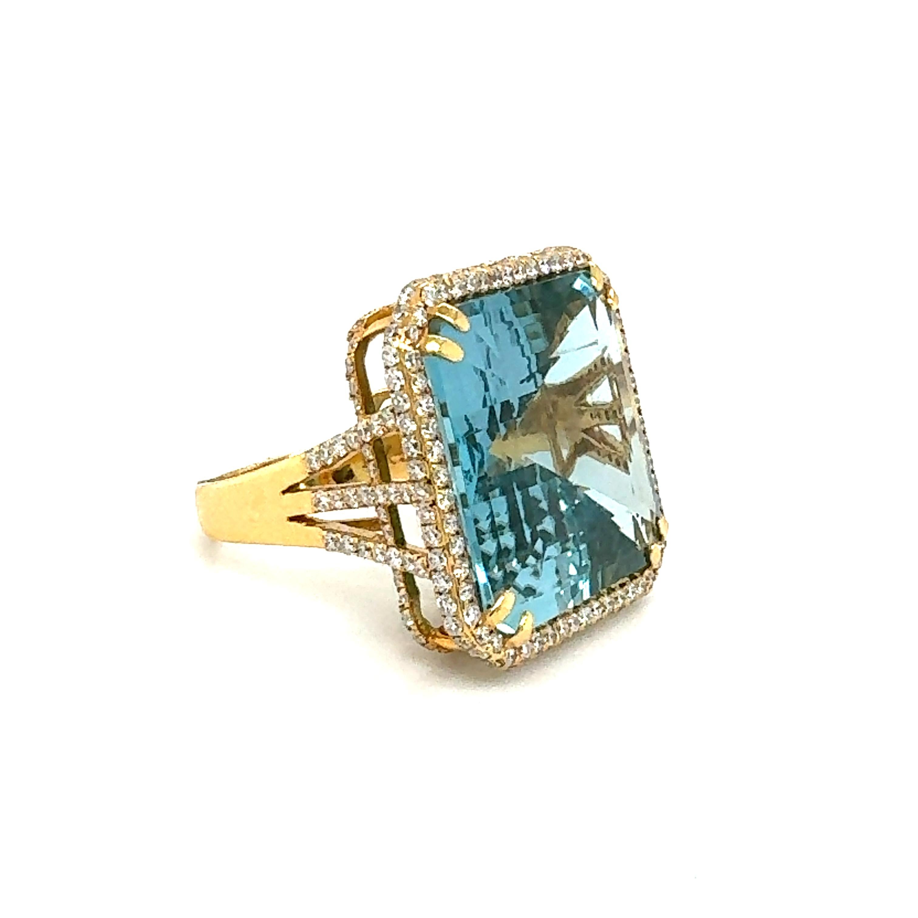 Women's Natural blue topaz ring with diamonds For Sale