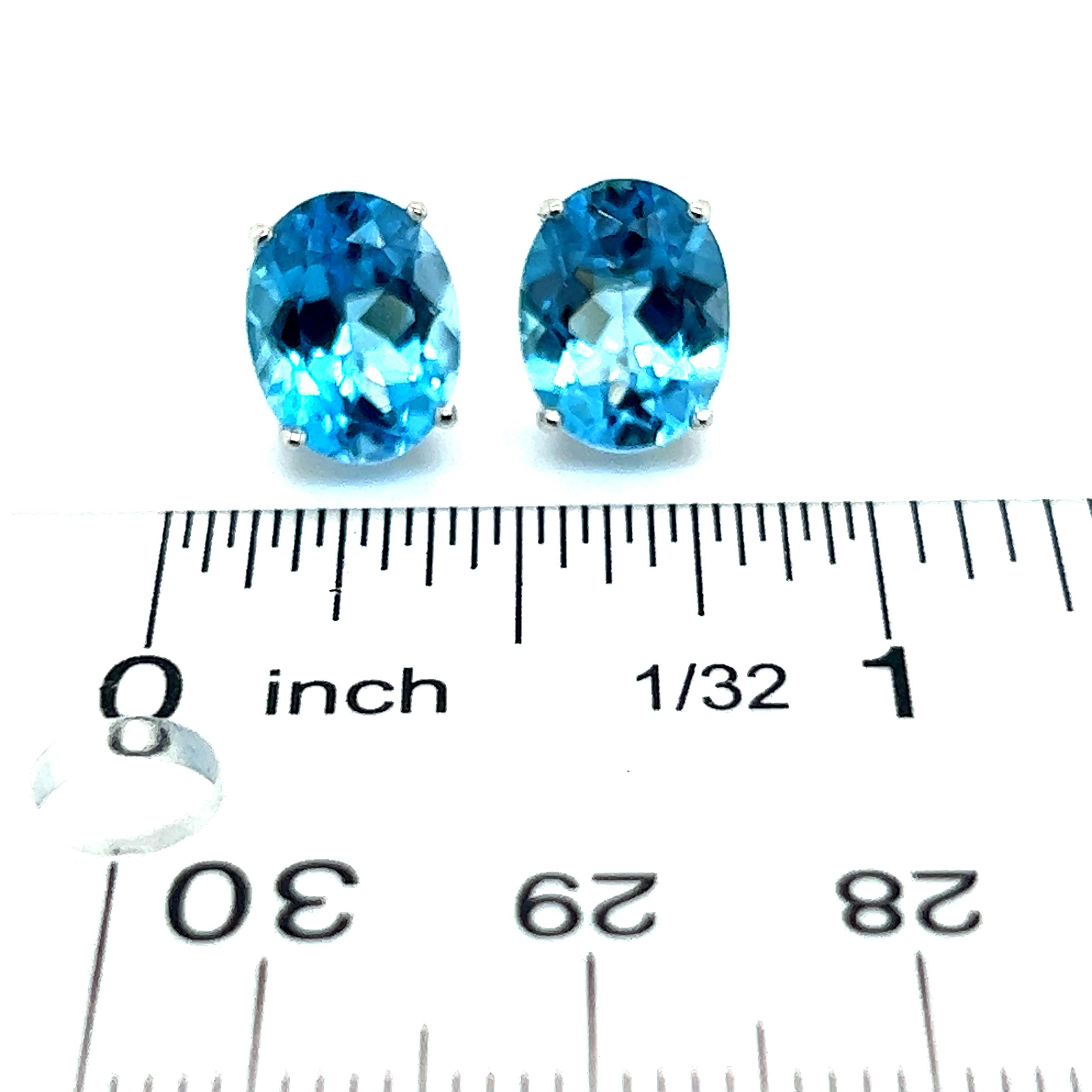 Orecchini a perno di topazio blu naturale in oro bianco 14k 5,79 TW certificati in vendita 8