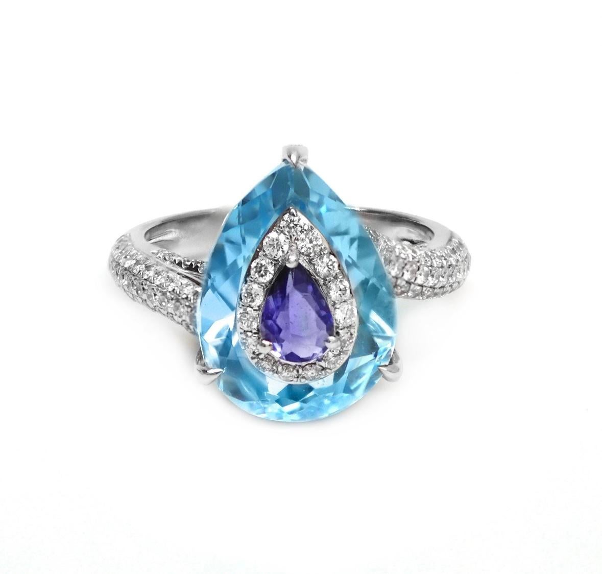 Gemstone : Blue Topaz, Tanzanite

❋ Gemstone Weight : 8.0 Cts, 0.32 Cts

❋ Gemstone Shape : Pear Cut

❋ Gemstone Type : Natural


➡️DIAMOND DETAILS :

❋ Diamond Weight : 0.93 Cts.

❋ Diamond Shape : Round Cut

❋ Diamond Color & Clarity : HI-SI

❋