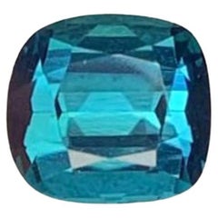 Gema turmalina azul natural: 0.70 quilates talla cojín, piedra de nacimiento de octubre