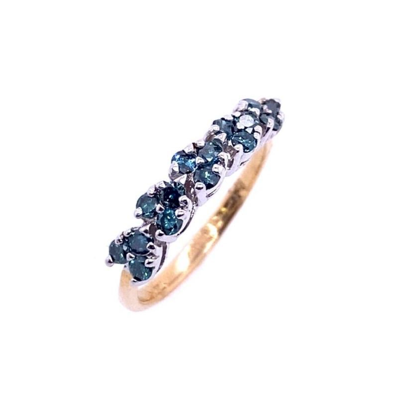 14ct Yellow Gold Natural Blue Treated Diamond Ring.

Additional Information:
Total Diamond Weight: 0.30ct
Total Weight: 2.1g
Ring Size: L
SMS2426    