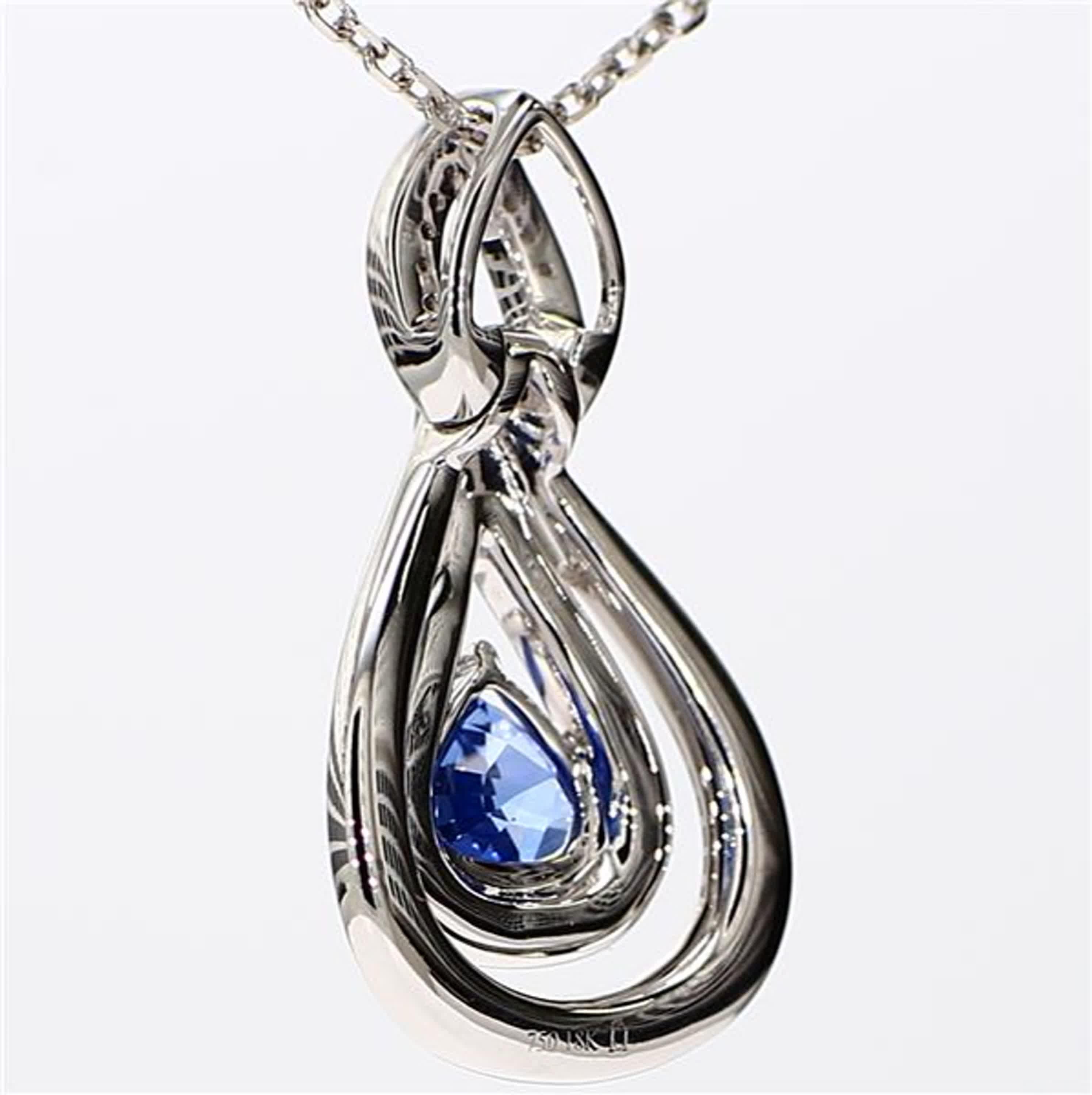 Trillion Cut Natural Blue Trilliant Sapphire and White Diamond 1.84 Carat TW Gold Pendant For Sale