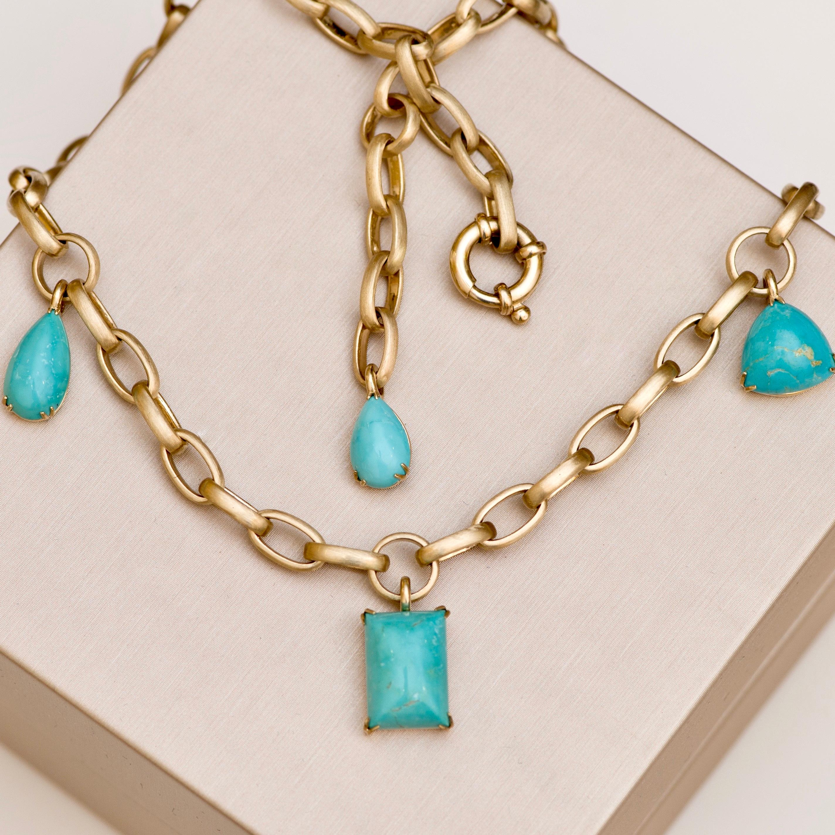 Unusual necklace with natural Armenian turquoise - it is something special.
This necklace we decided to make with different shaped stones - 
and it is looking gorgeous and elegant on the neck. 
We are sure that if you wear this necklace it will