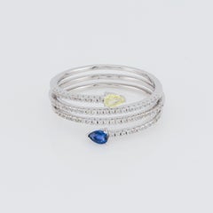 Anillo de plata zafiro blanco amarillo azul natural