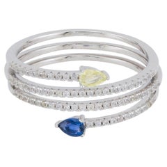 Anillo de plata zafiro blanco amarillo azul natural