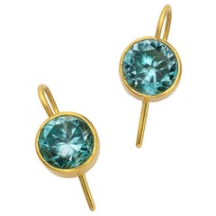 Natural Blue Zircon Earrings