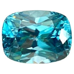Natural blue Zircon from Cambodia 8.62 carats! Cushion cut, Certificate GFCO!