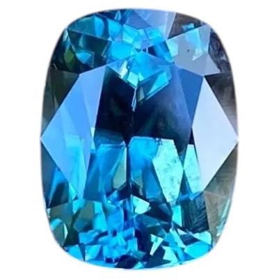 Circón azul natural de Camboya ¡8,62 quilates! ¡Corte cojín, Certificado GFCO!