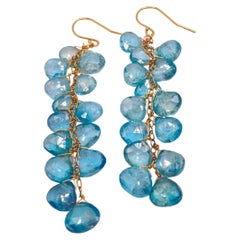 Natural Blue Zircon Grape Earrings