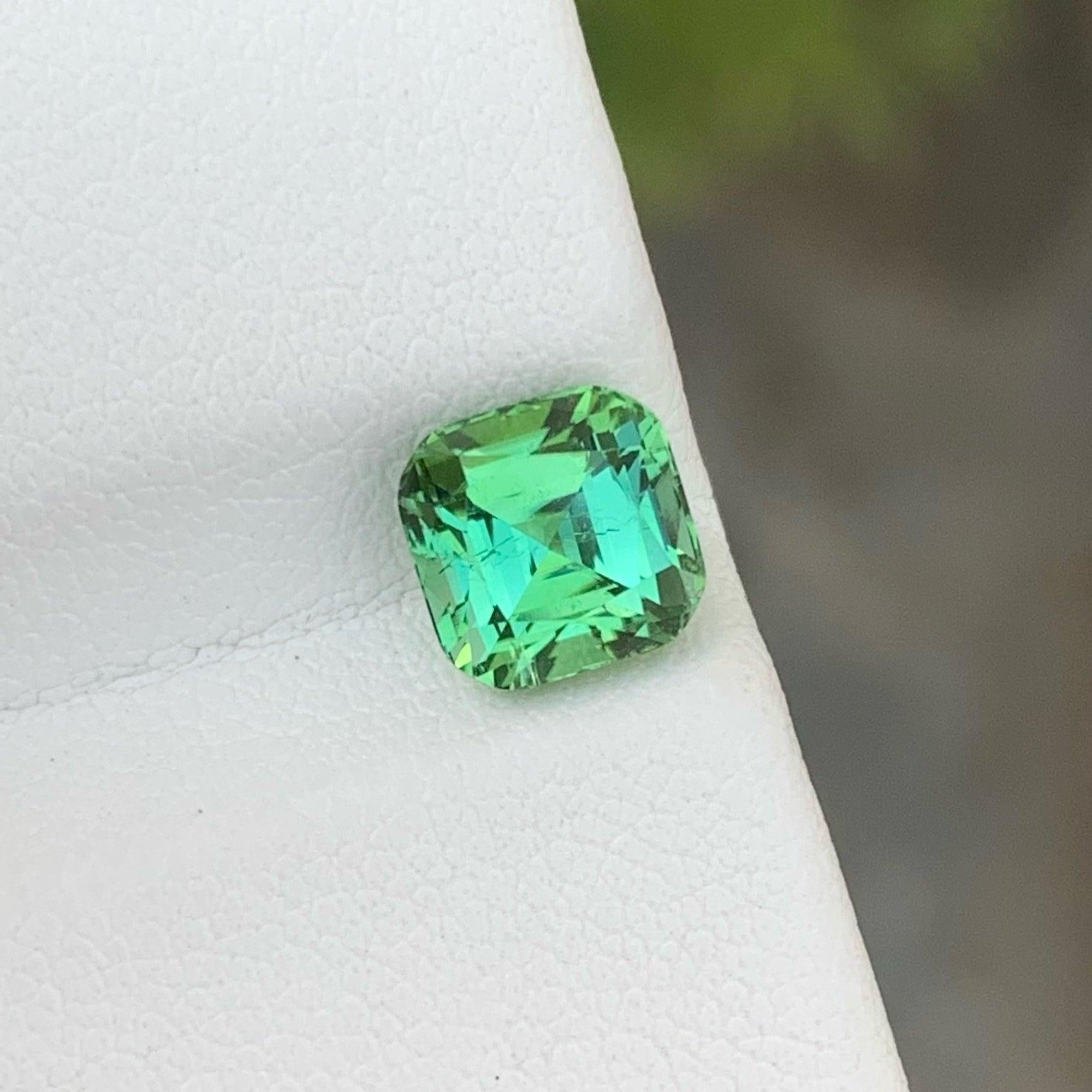 Cushion Cut Natural Bluish Green Loose Tourmaline Gem 1.85 Ct Afghan Tourmaline for Jewelry For Sale