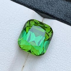 Certified Bluish Green Natural Tourmaline Cushion Cut 5.76 Carat Loose Gemstone