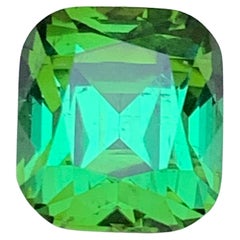 Certified Bluish Green Natural Tourmaline Cushion Cut 5.76 Carat Loose Gemstone